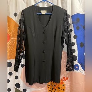 Vintage style 90s lace sleeve black mini dress